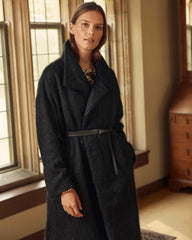 Women Funnel Neck Coat Black | Billy Reid Jackets & Outerwear