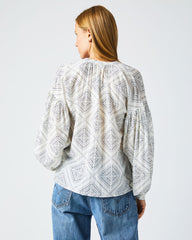 Women Poet Blouse White/blue | Billy Reid Tops