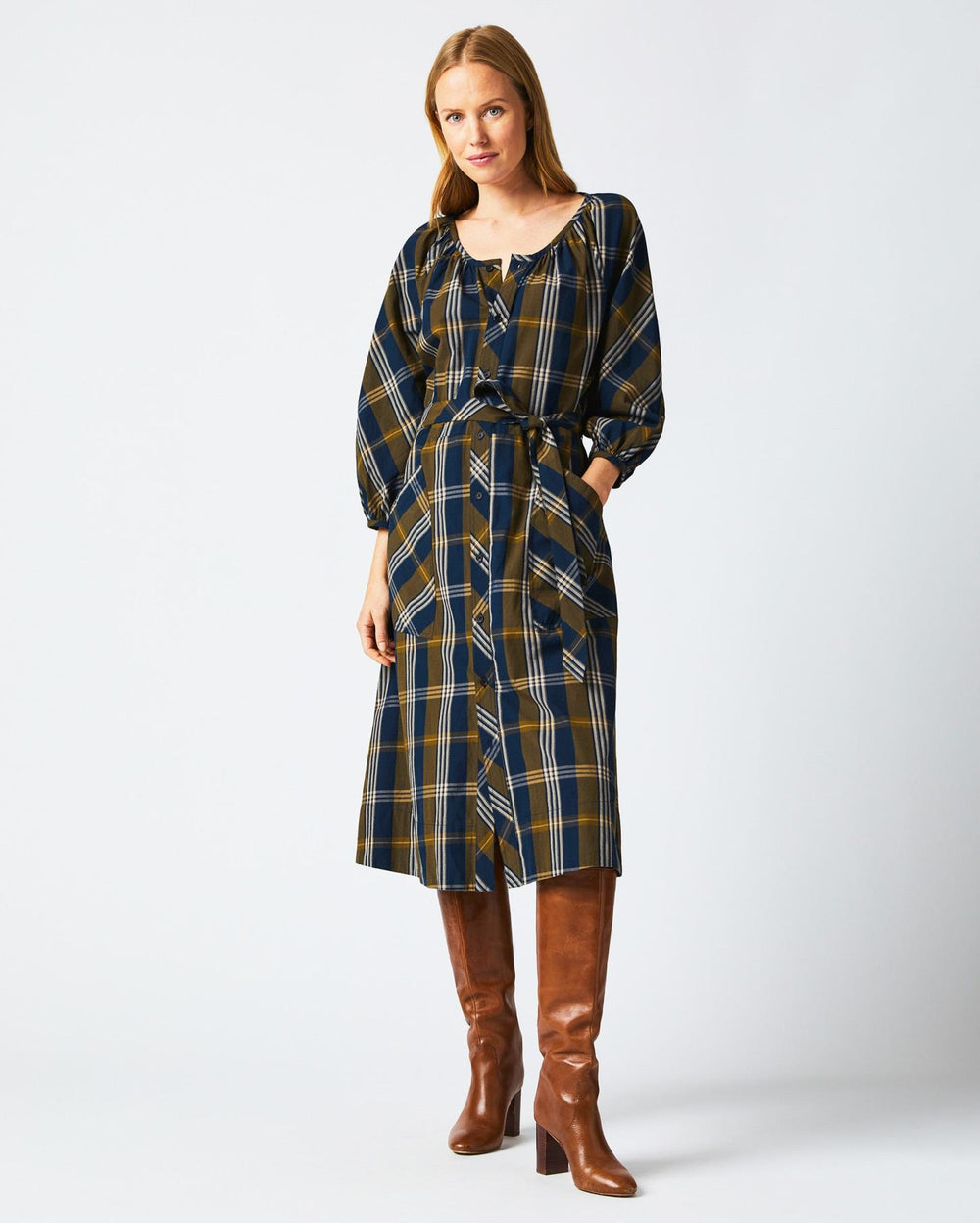 Women Prairie Dress Navy/gold | Billy Reid Dresses