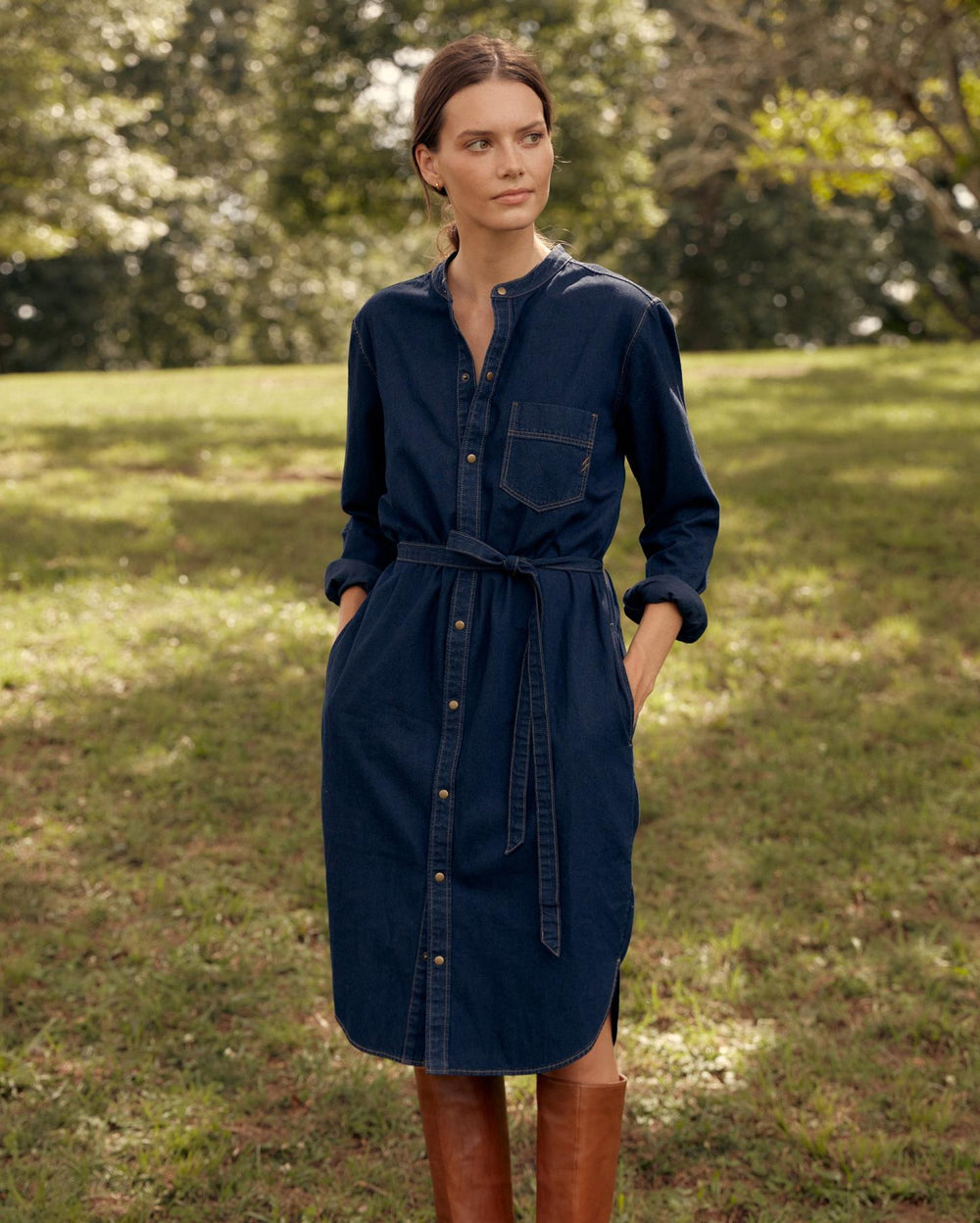 Women Shoals Denim Shirttail Dress Double Dye | Billy Reid Dresses