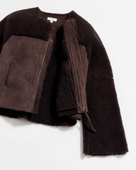 Women Short Shearling Jacket Coffee Bean | Billy Reid Jackets & Outerwear