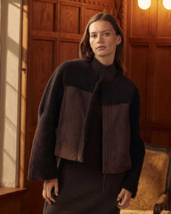 Women Short Shearling Jacket Coffee Bean | Billy Reid Jackets & Outerwear