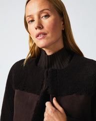 Women Short Shearling Jacket Coffee Bean | Billy Reid Jackets & Outerwear