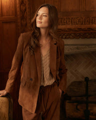 Women Suede Blazer Cognac | Billy Reid Jackets & Outerwear