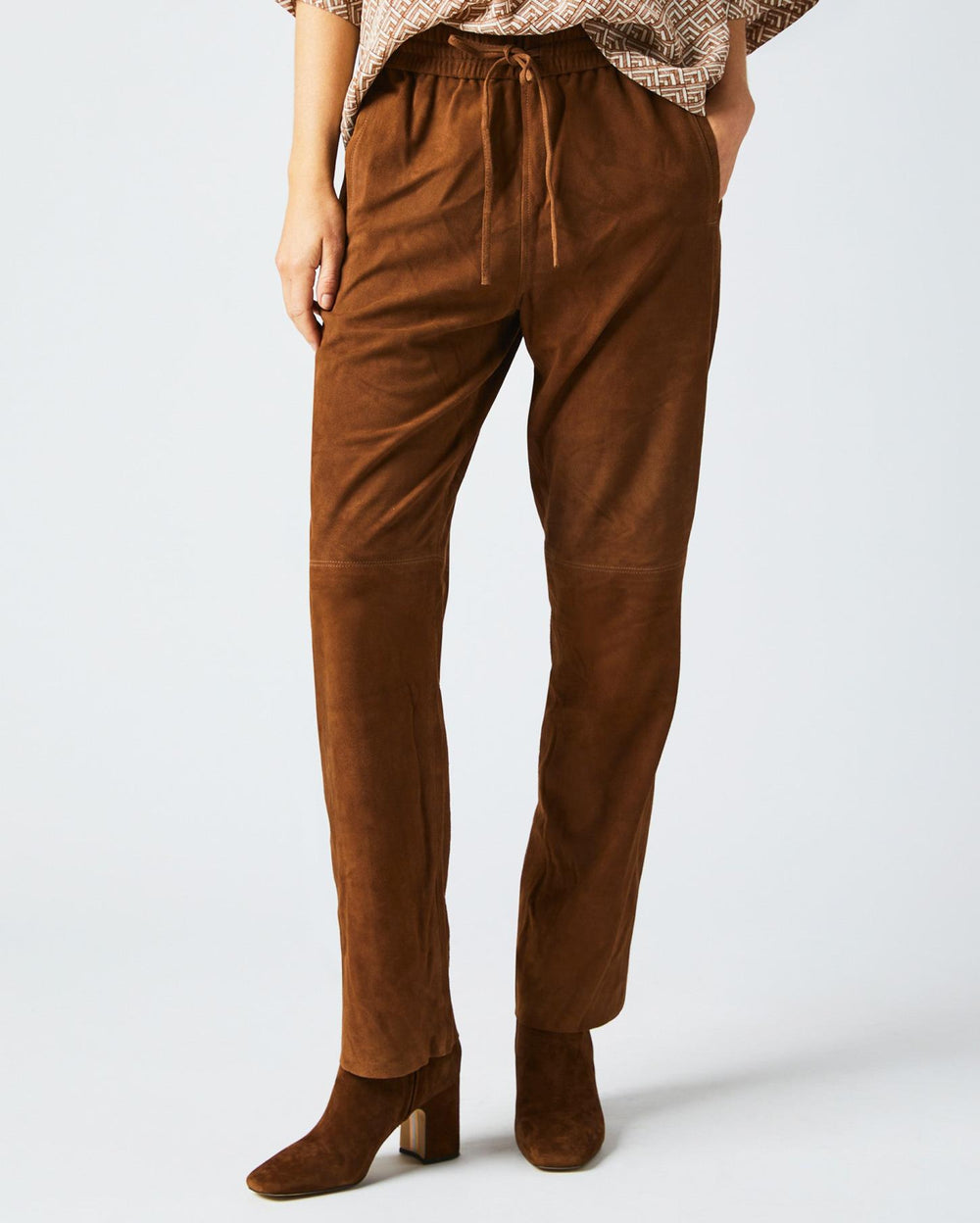 Women Suede Track Pant Cognac | Billy Reid Bottoms