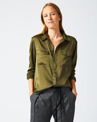 Women The Utility Shirt Burnt Olive | Billy Reid Tops