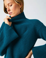 Women Transfer Rib Funnel Sweater Dark Teal | Billy Reid Sweaters & Knits