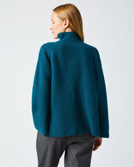 Women Transfer Rib Funnel Sweater Dark Teal | Billy Reid Sweaters & Knits