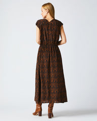 Women V-Neck Maxi Dress Navy/brown | Billy Reid Dresses