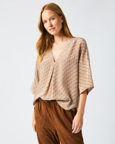 Women V Pleat Blouse Cream/brown | Billy Reid Tops