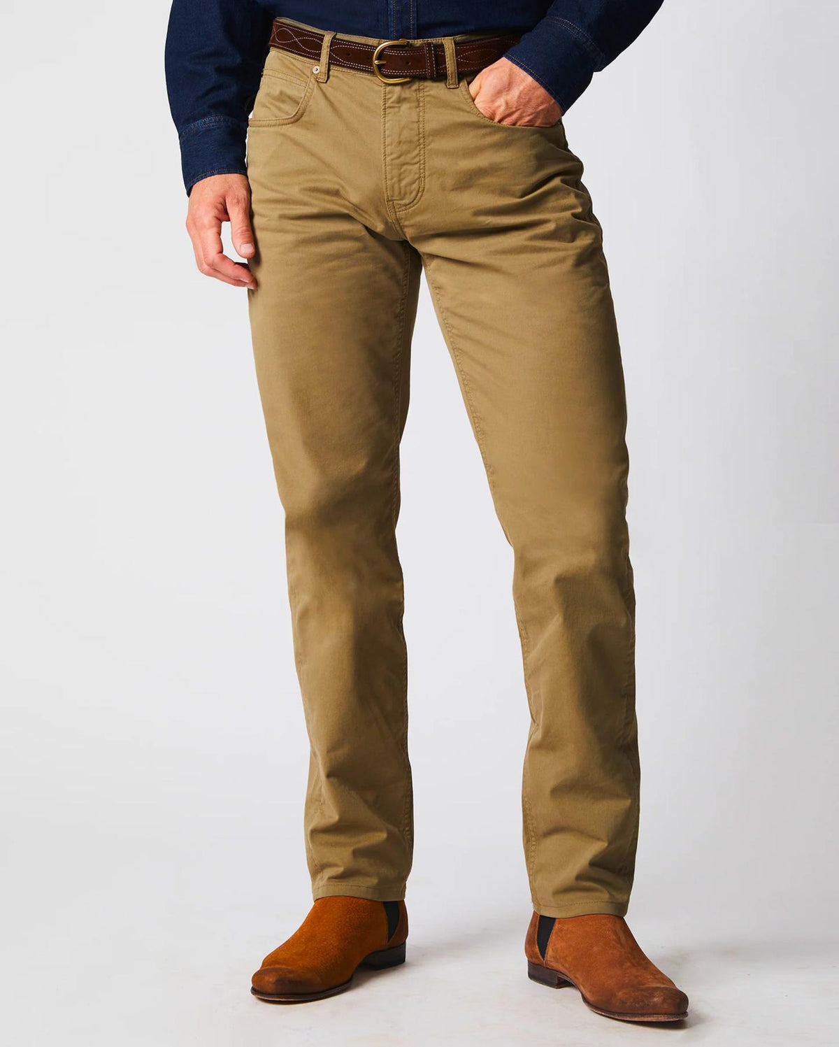 Men 5 Pocket Pant Moss Green | Billy Reid Bottoms