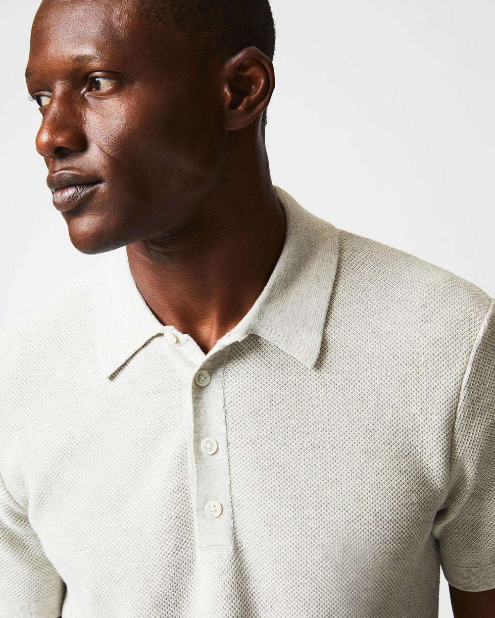 Men American Pique Sweater Polo Heathered Grey | Billy Reid Polos, Tees &amp; Henleys