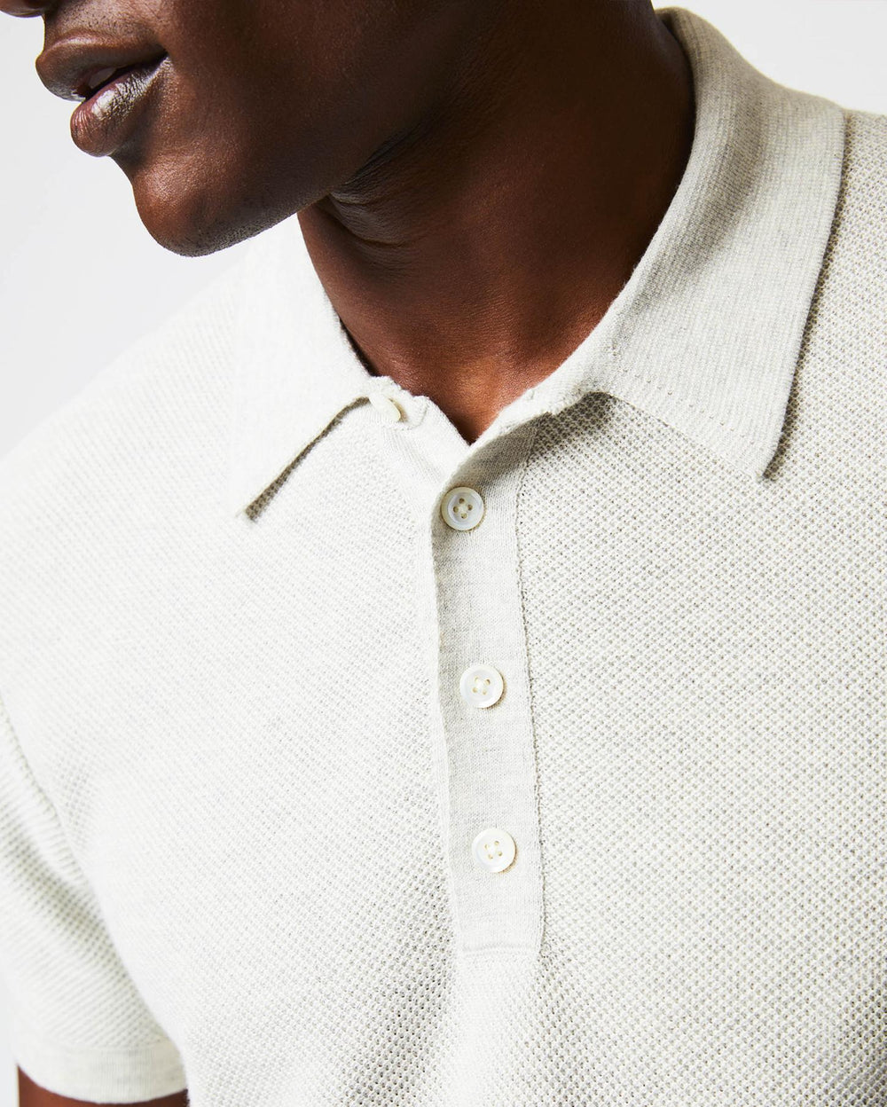 Men American Pique Sweater Polo Heathered Grey | Billy Reid Polos, Tees &amp; Henleys