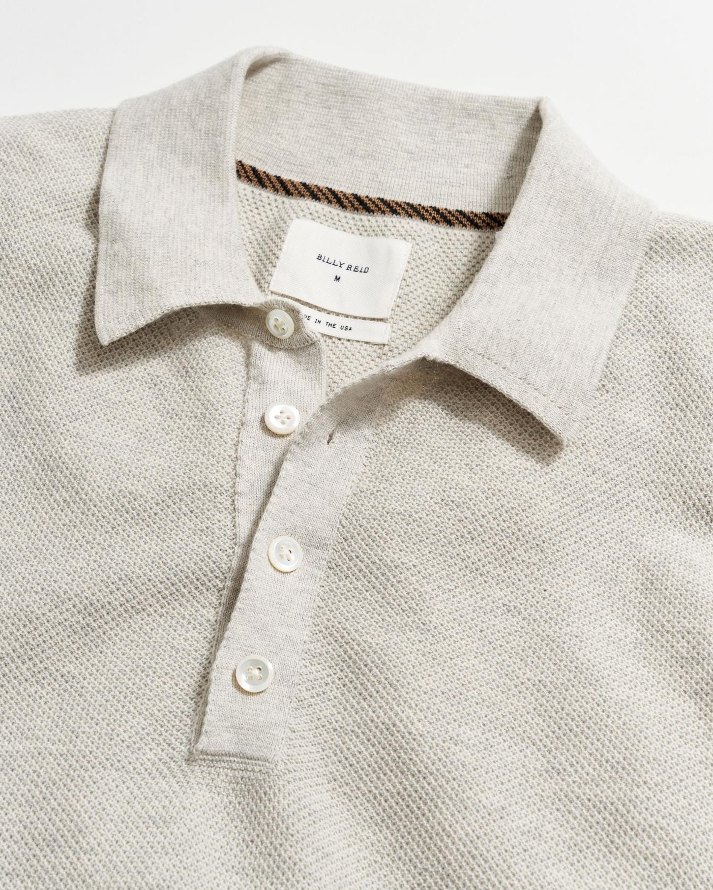 Men American Pique Sweater Polo Heathered Grey | Billy Reid Polos, Tees &amp; Henleys