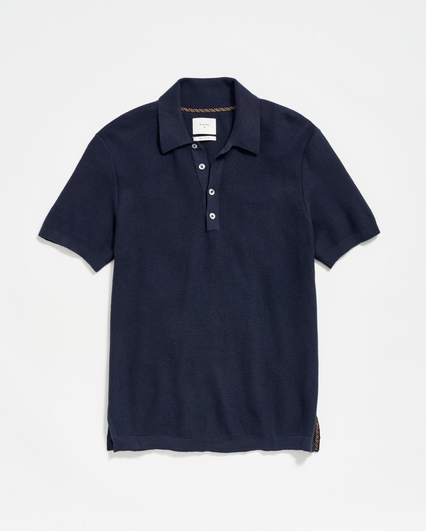 Men American Pique Sweater Polo Navy | Billy Reid Polos, Tees &amp; Henleys