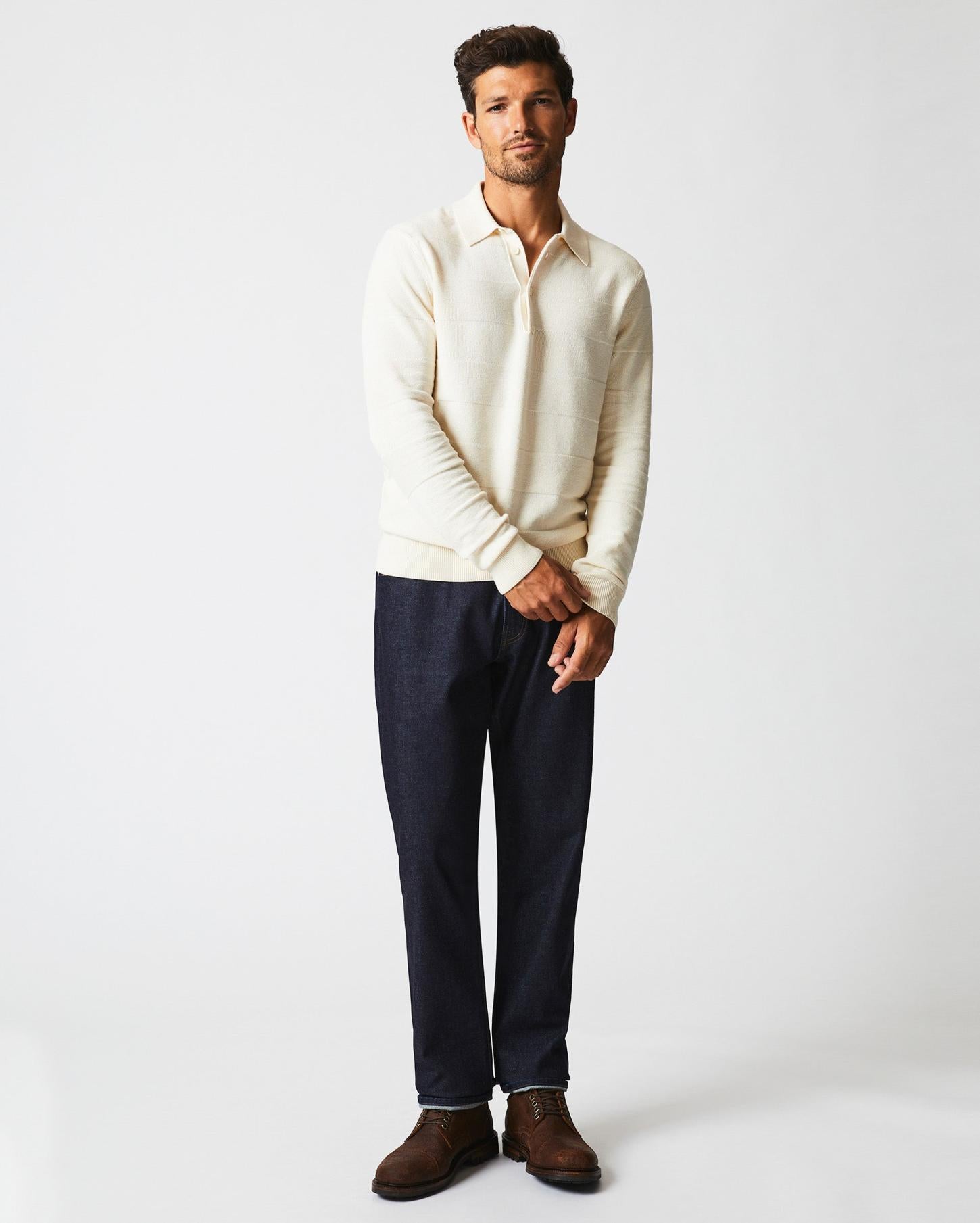 Men American Rugby Sweater Polo Tinted White | Billy Reid Polos, Tees &amp; Henleys