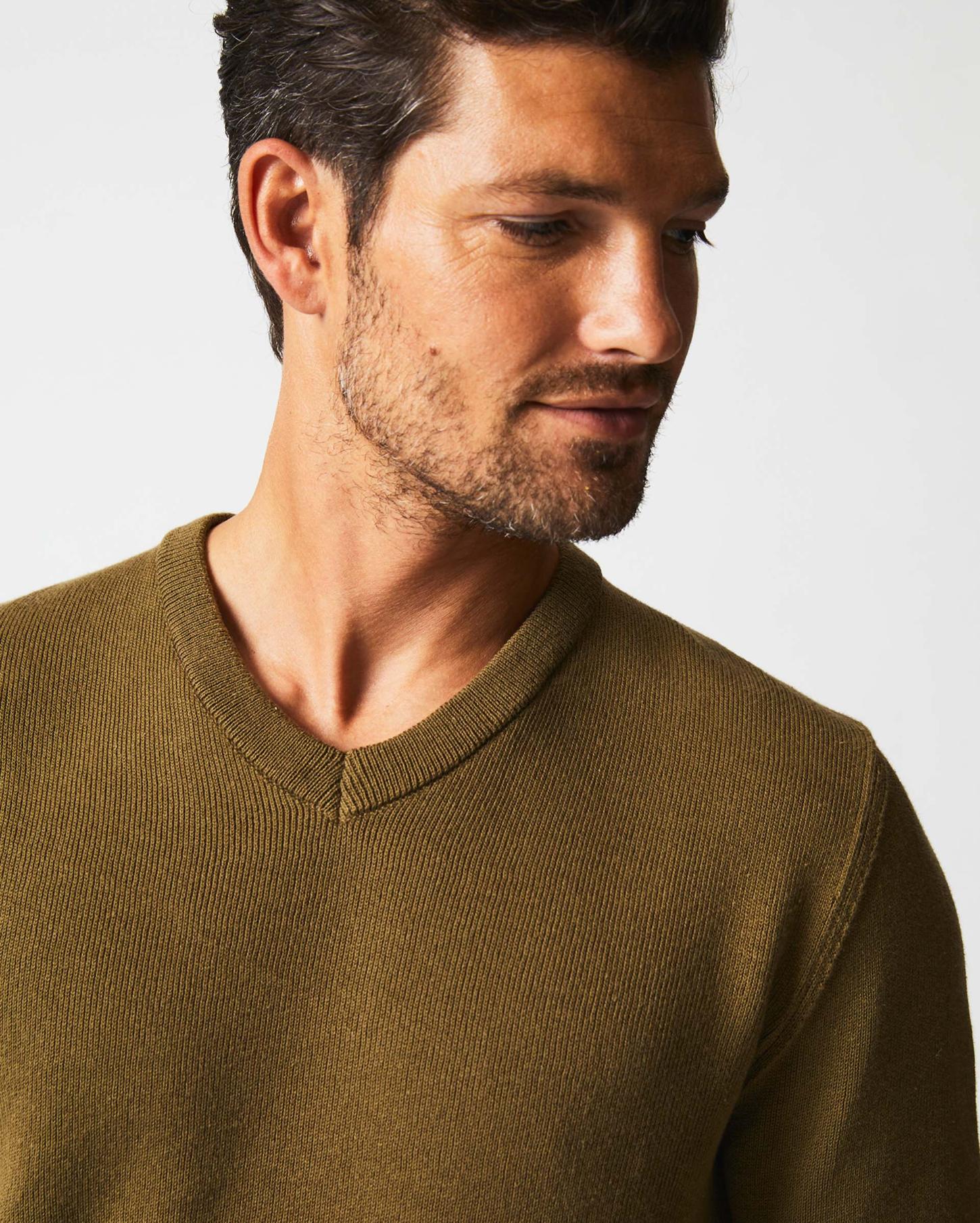 Men American V Neck Sweater Olive | Billy Reid Sweaters &amp; Sweatshirts