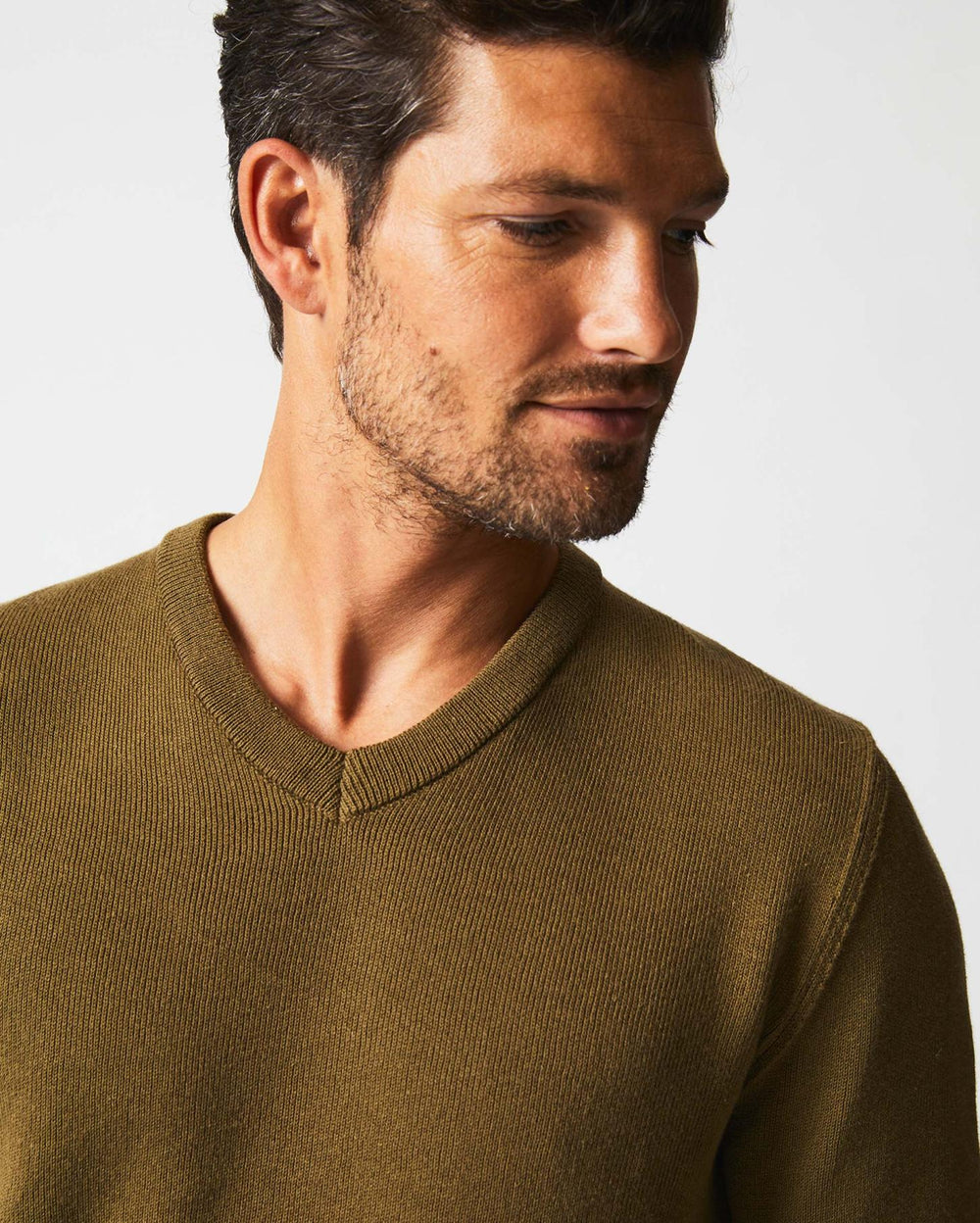 Men American V Neck Sweater Olive | Billy Reid Sweaters &amp; Sweatshirts