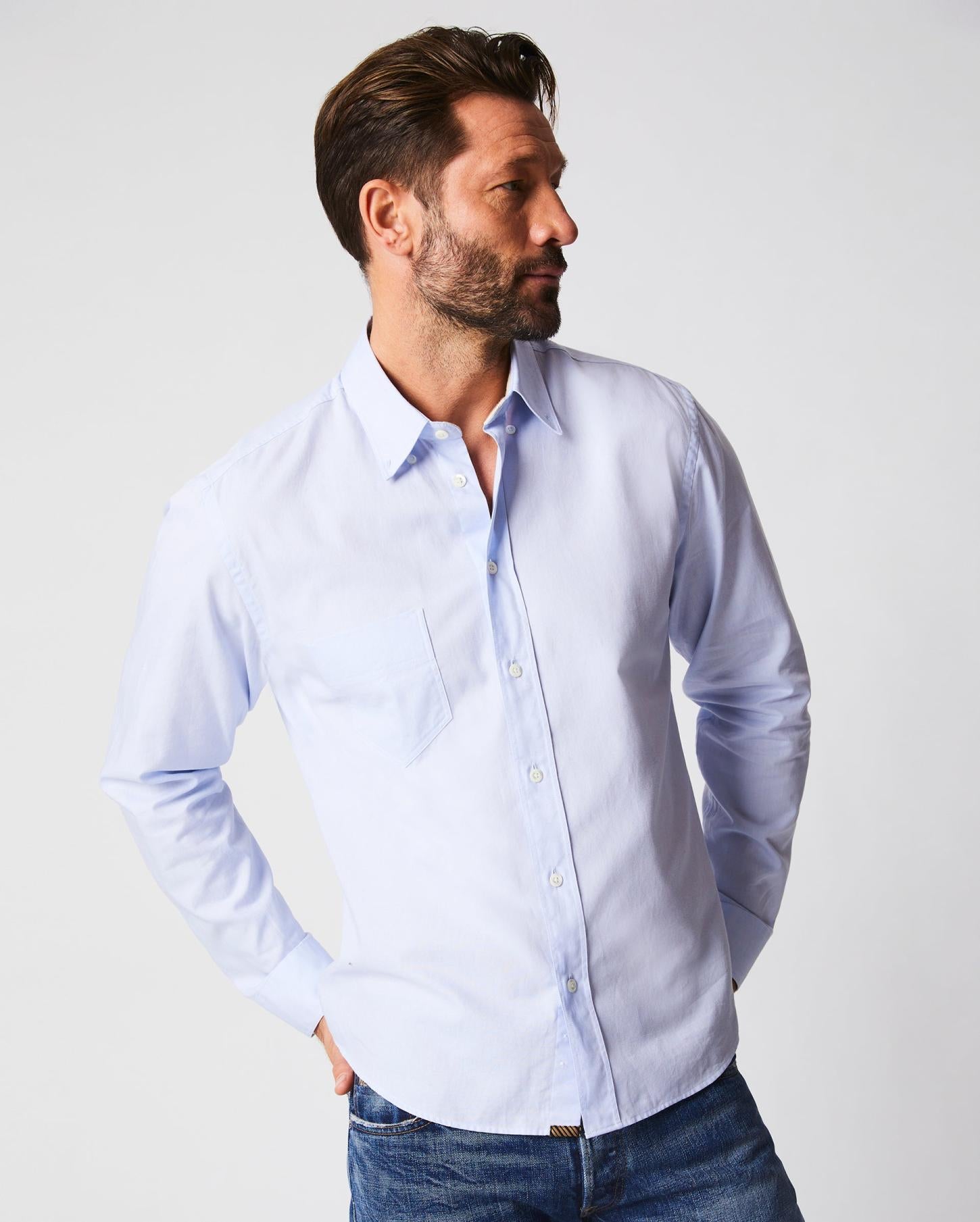 Men Arnie Oxford Shirt Light Grey | Billy Reid Shirting