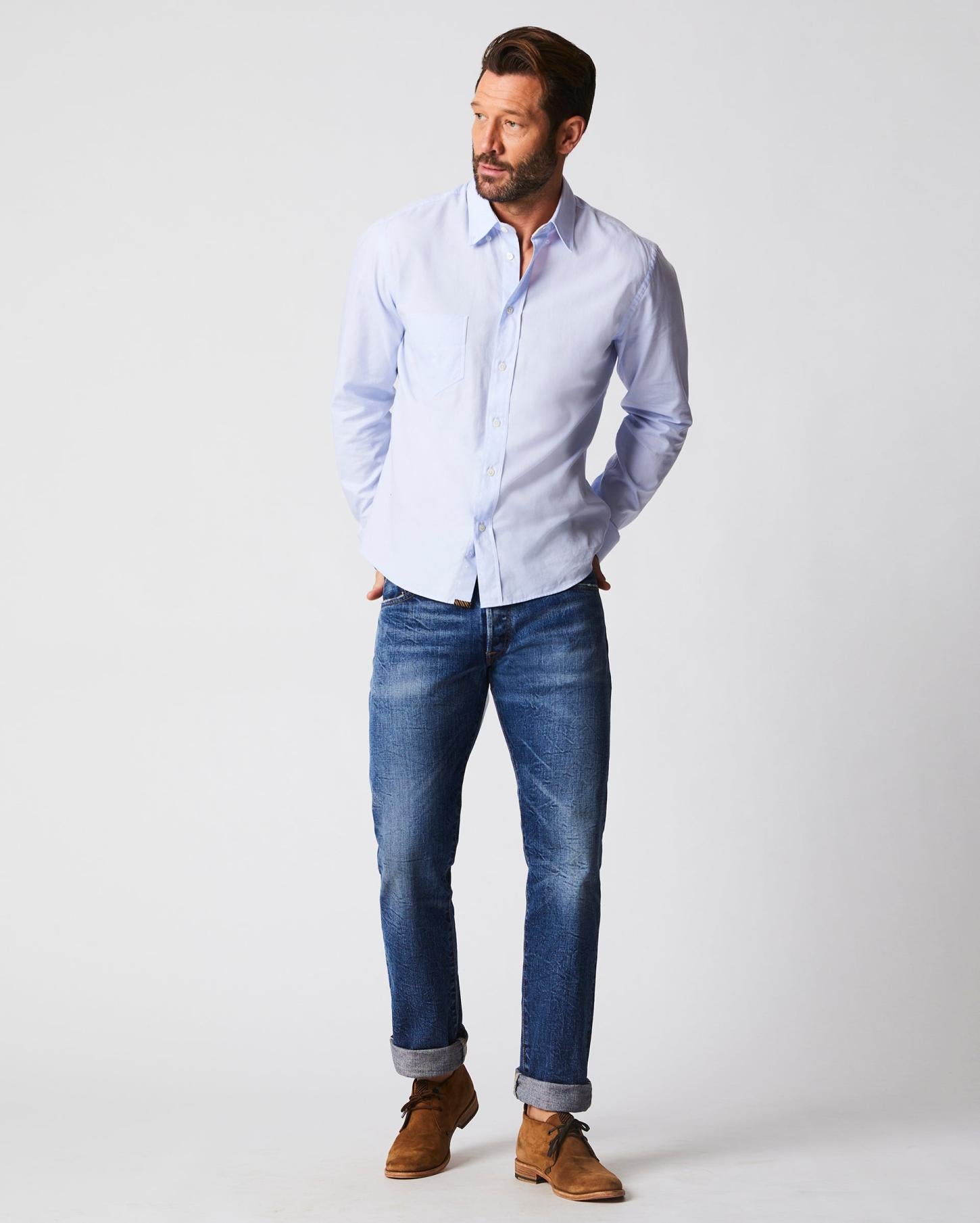 Men Arnie Oxford Shirt Light Grey | Billy Reid Shirting