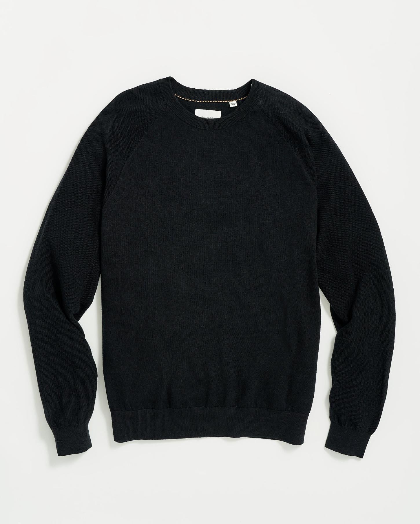 Men Baseball Sweater Crew Black | Billy Reid Sweaters &amp; Sweatshirts