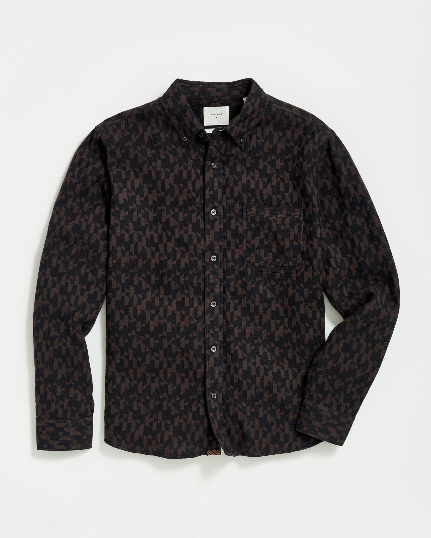 Men Baselines Jacquard Tuscumbia Shirt Black/brown | Billy Reid Shirting