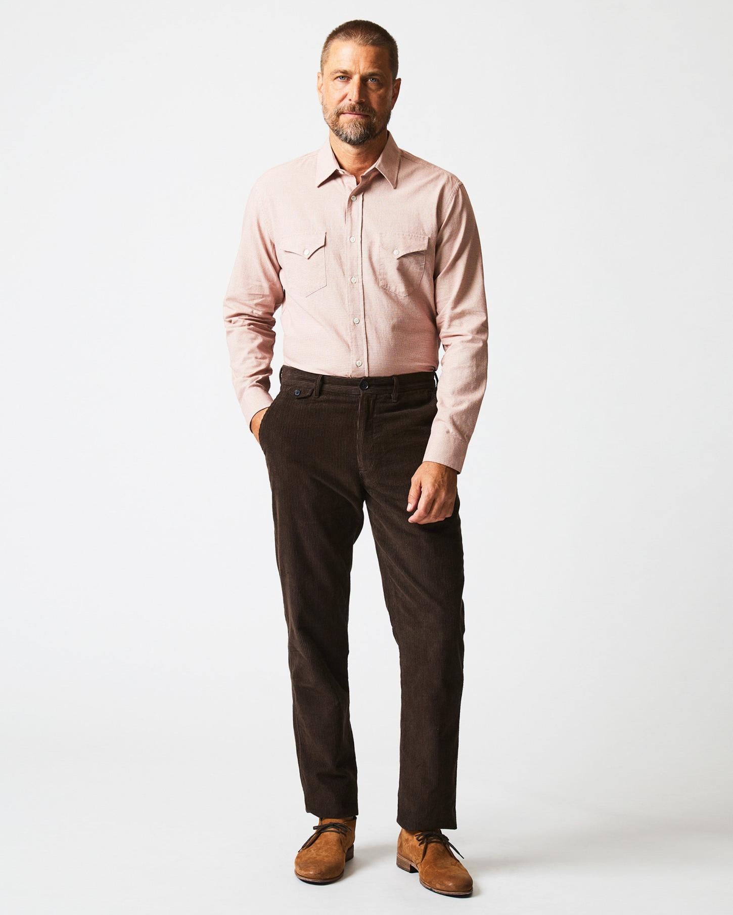 Men Basket Check Western Shirt Natural/red | Billy Reid Shirting