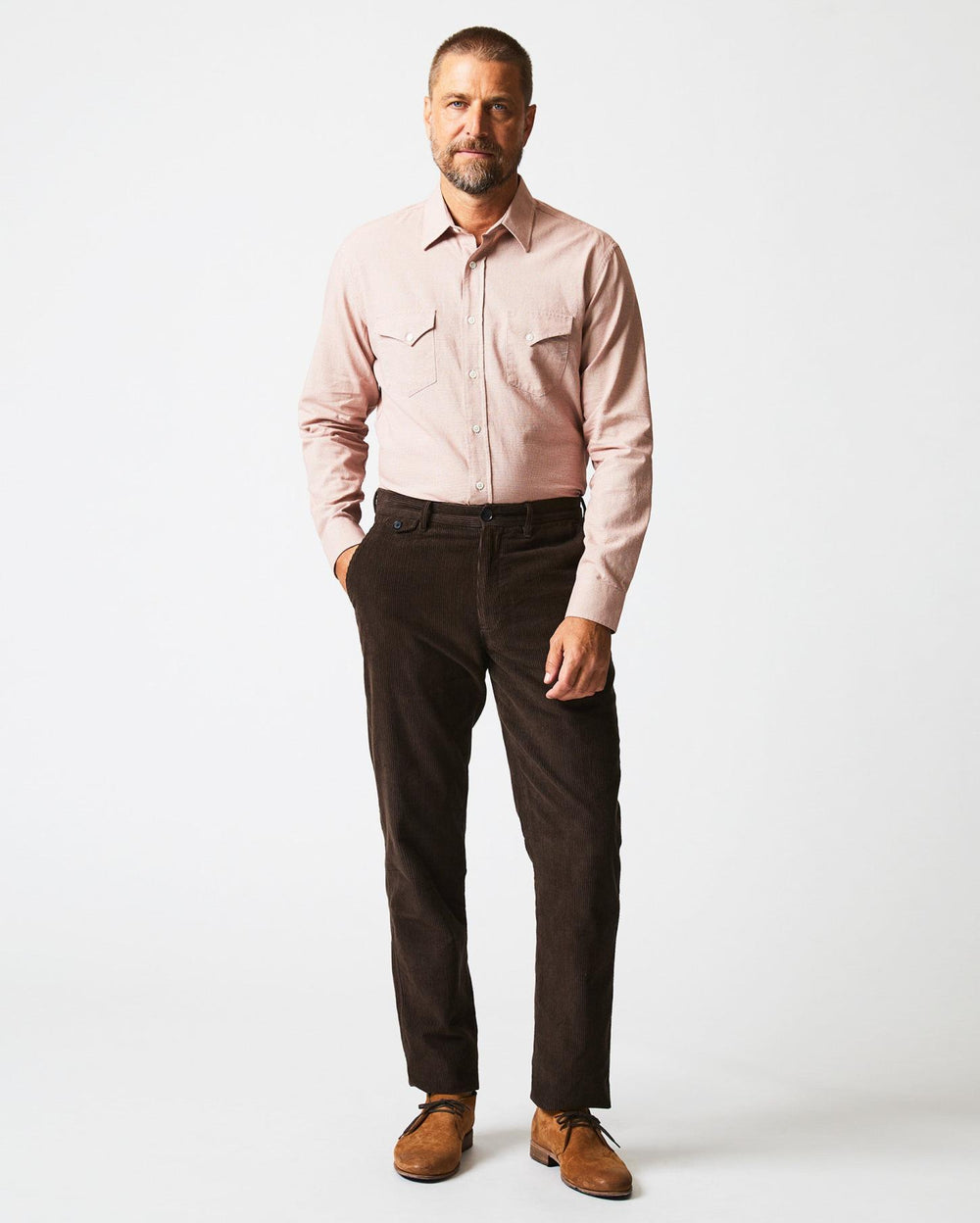 Men Basket Check Western Shirt Natural/red | Billy Reid Shirting