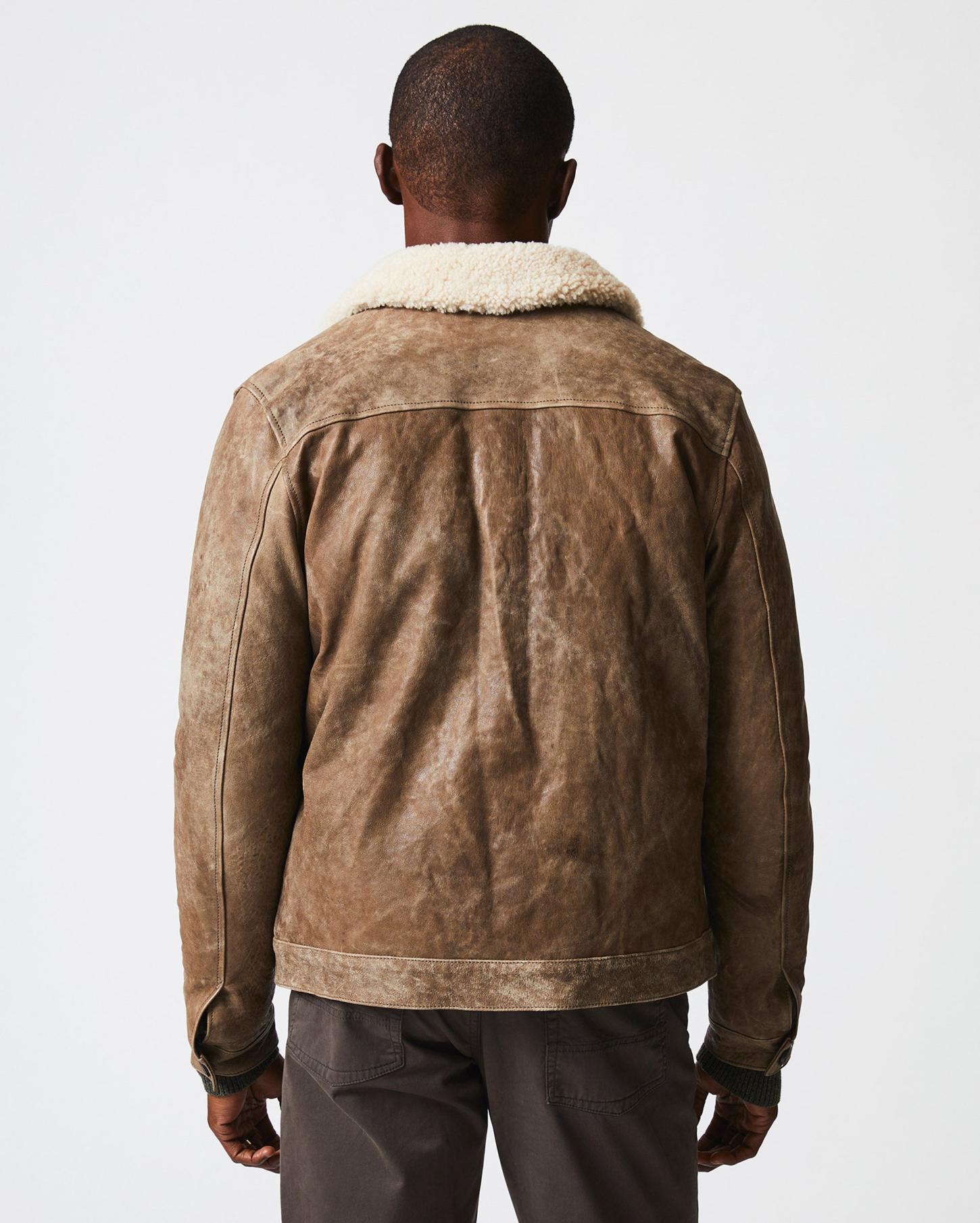 Men Bishop Leather Jacket Taupe | Billy Reid Jackets &amp; Outerwear