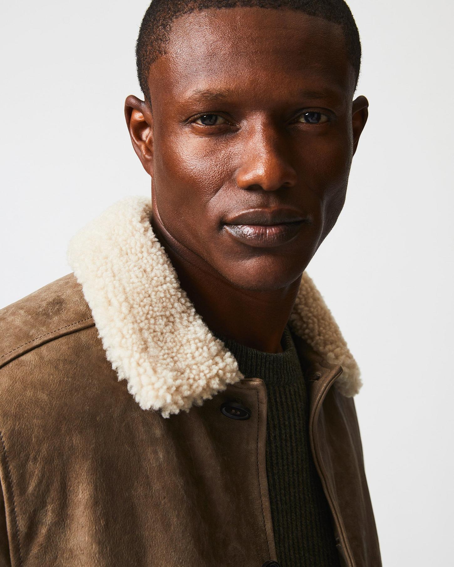 Men Bishop Leather Jacket Taupe | Billy Reid Jackets &amp; Outerwear