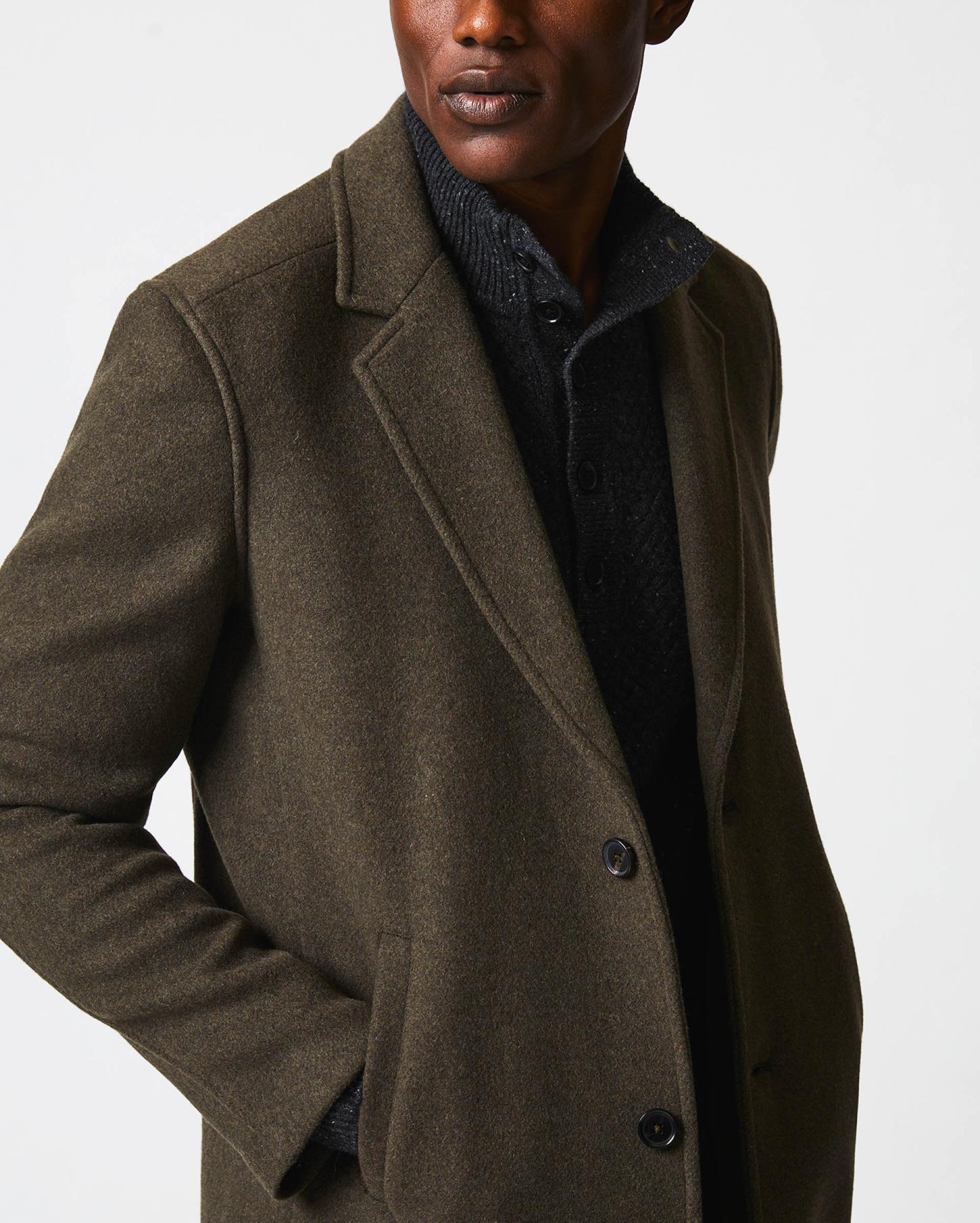 Men Boiled Wool Jordan Coat Olive | Billy Reid Jackets &amp; Outerwear