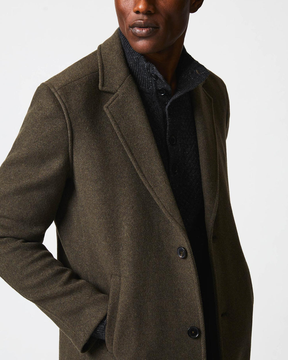 Men Boiled Wool Jordan Coat Olive | Billy Reid Jackets &amp; Outerwear