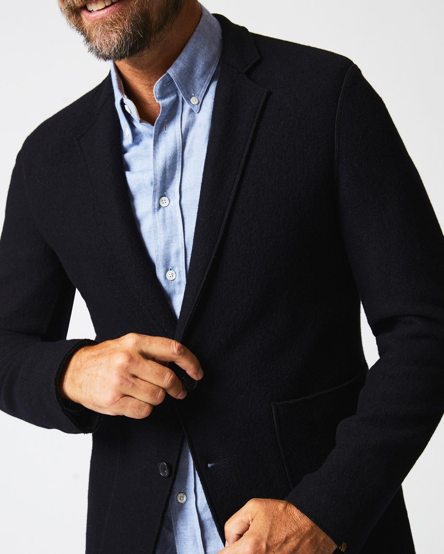 Men Boiled Wool Sport Coat Black | Billy Reid Suiting