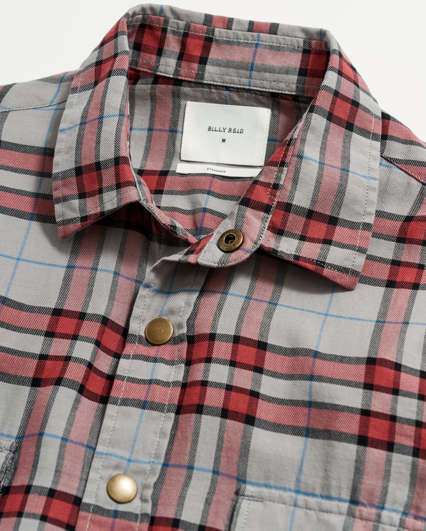 Men Bold Plaid Western Snap Front Shirt Grey/multi | Billy Reid Shirting