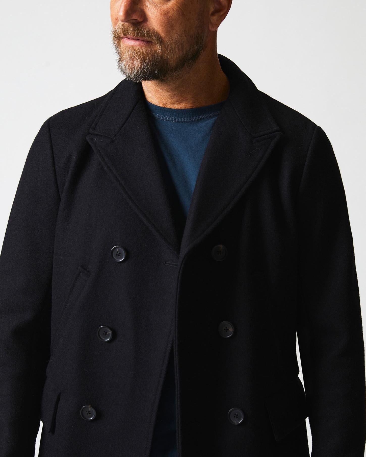 Men Bond Peacoat Black | Billy Reid Jackets &amp; Outerwear