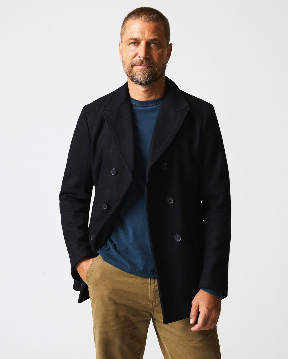 Men Bond Peacoat Black | Billy Reid Jackets &amp; Outerwear