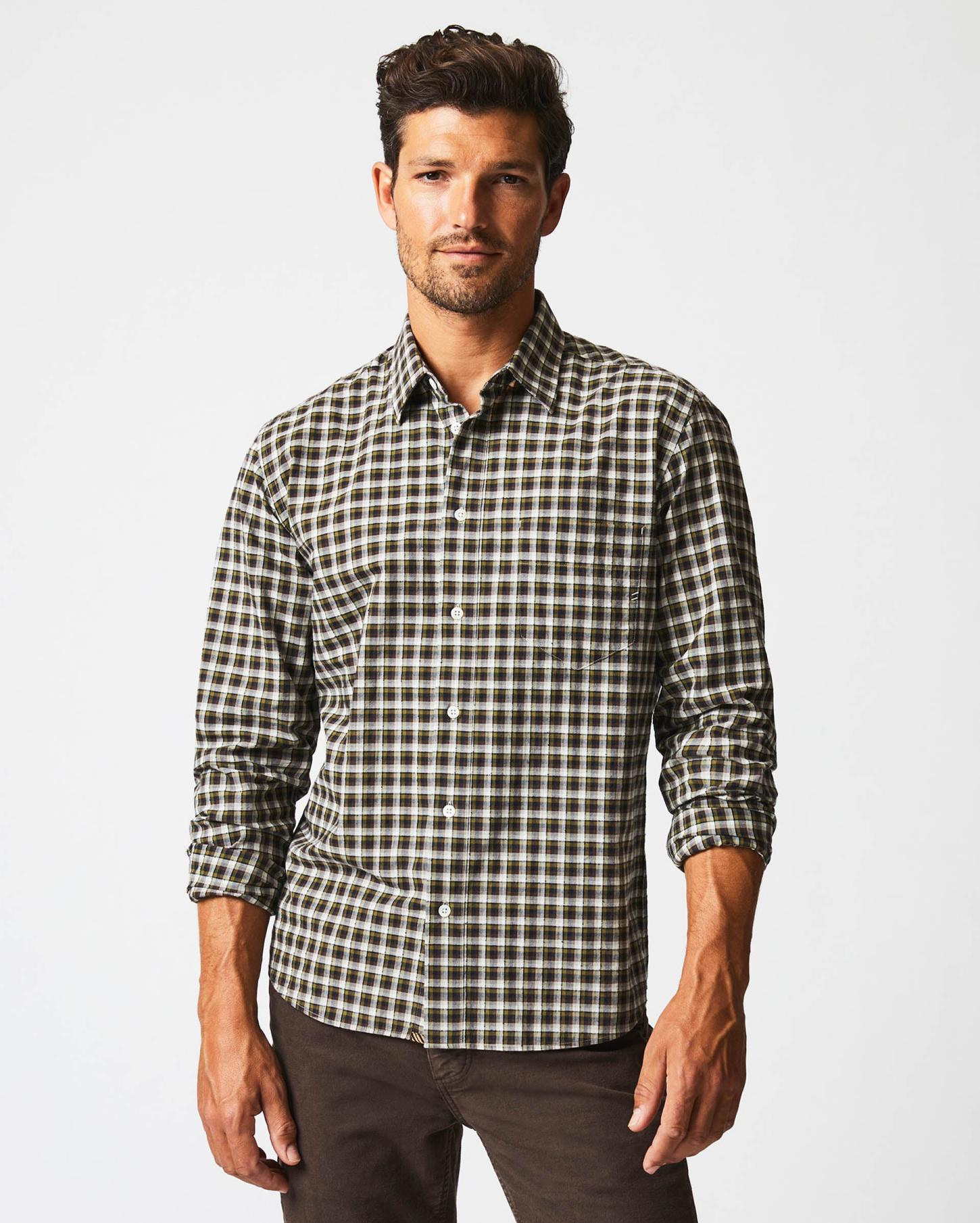 Men Boucle Check Tuscumbia Shirt Green/black | Billy Reid Shirting