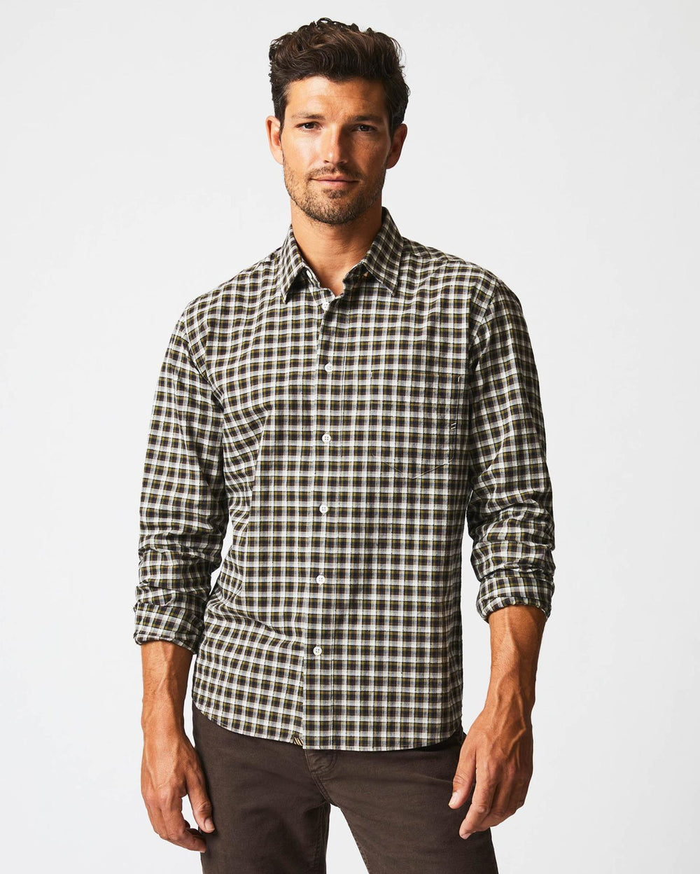 Men Boucle Check Tuscumbia Shirt Green/black | Billy Reid Shirting