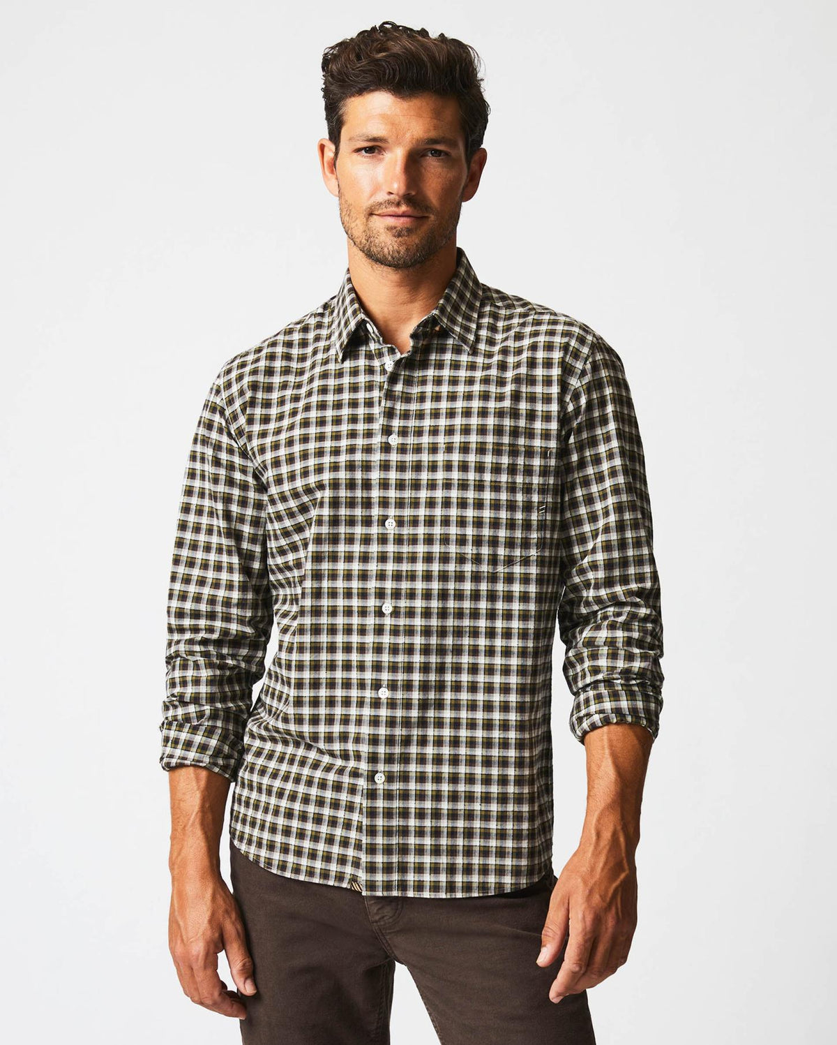 Men Boucle Check Tuscumbia Shirt Green/black | Billy Reid Shirting