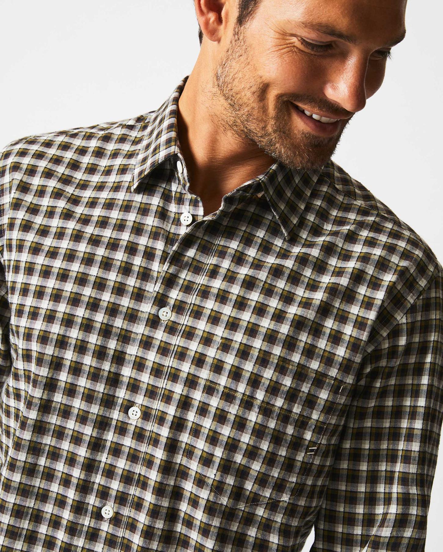 Men Boucle Check Tuscumbia Shirt Green/black | Billy Reid Shirting