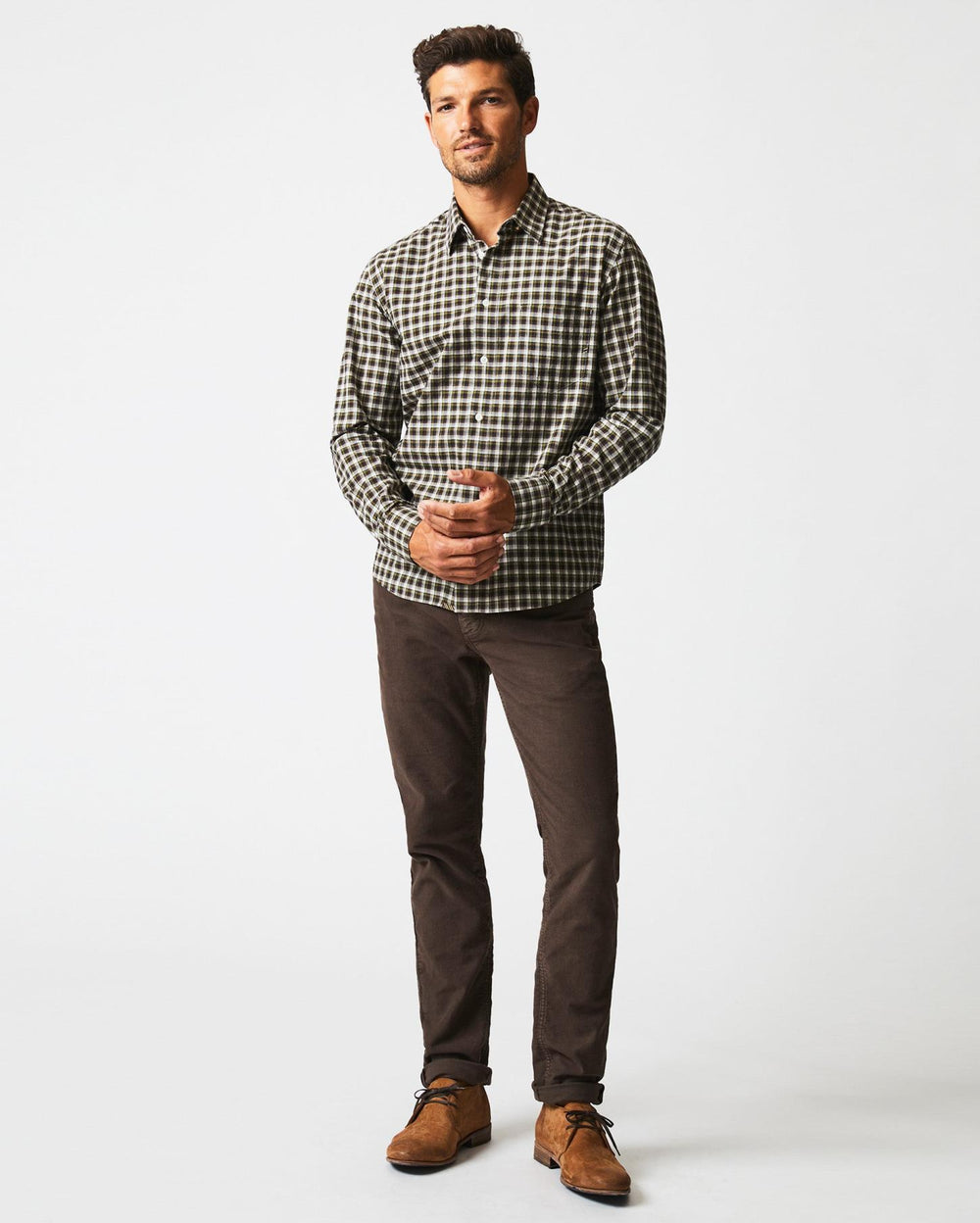 Men Boucle Check Tuscumbia Shirt Green/black | Billy Reid Shirting