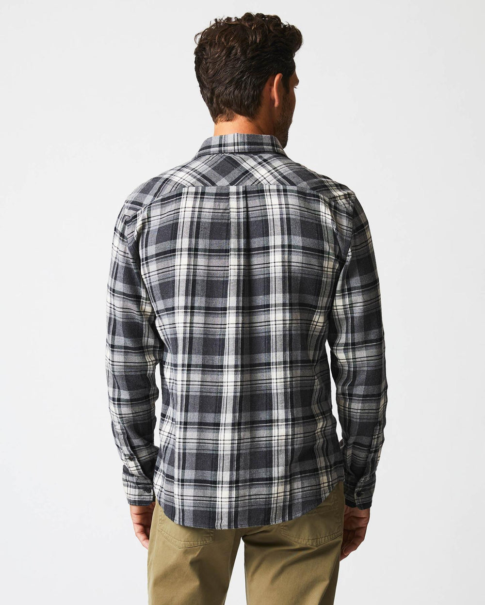 Men Brushed Bold Plaid Tuscumbia Shirt Grey/black | Billy Reid Shirting