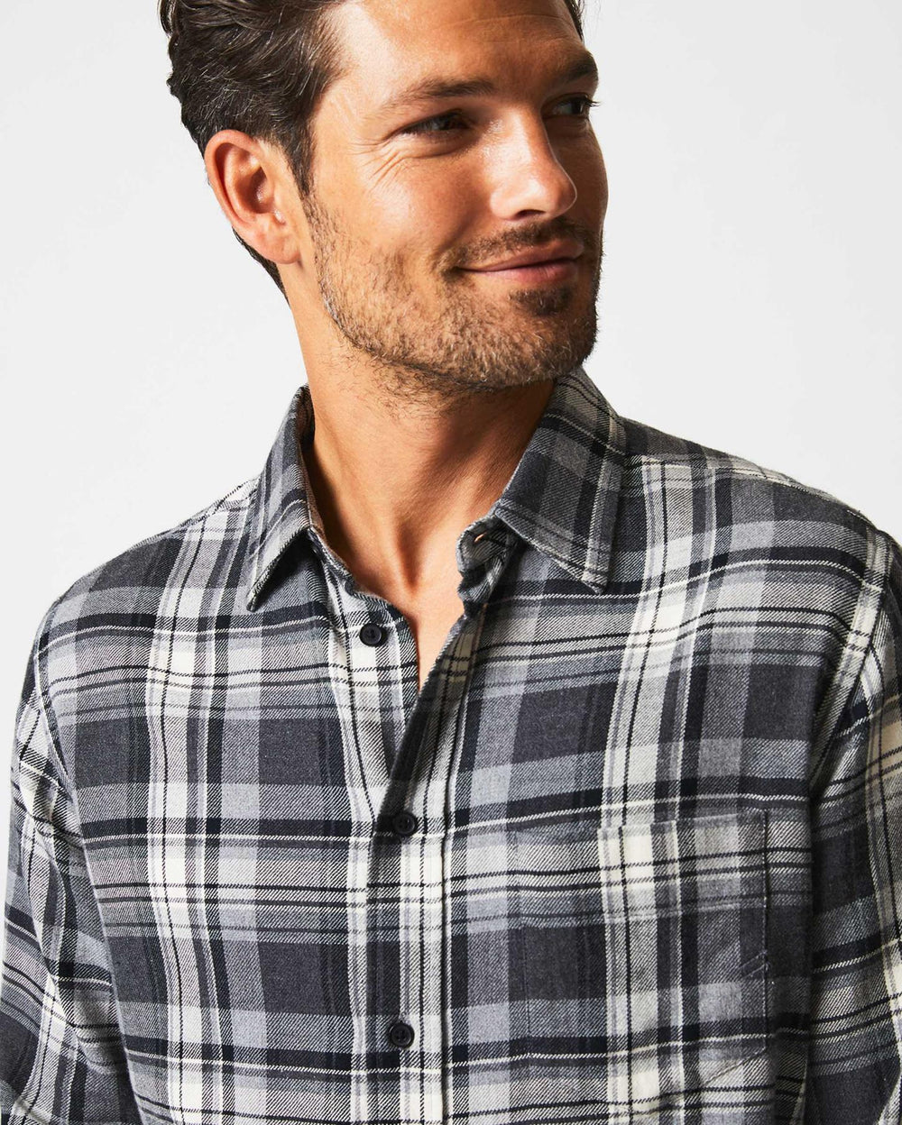 Men Brushed Bold Plaid Tuscumbia Shirt Grey/black | Billy Reid Shirting