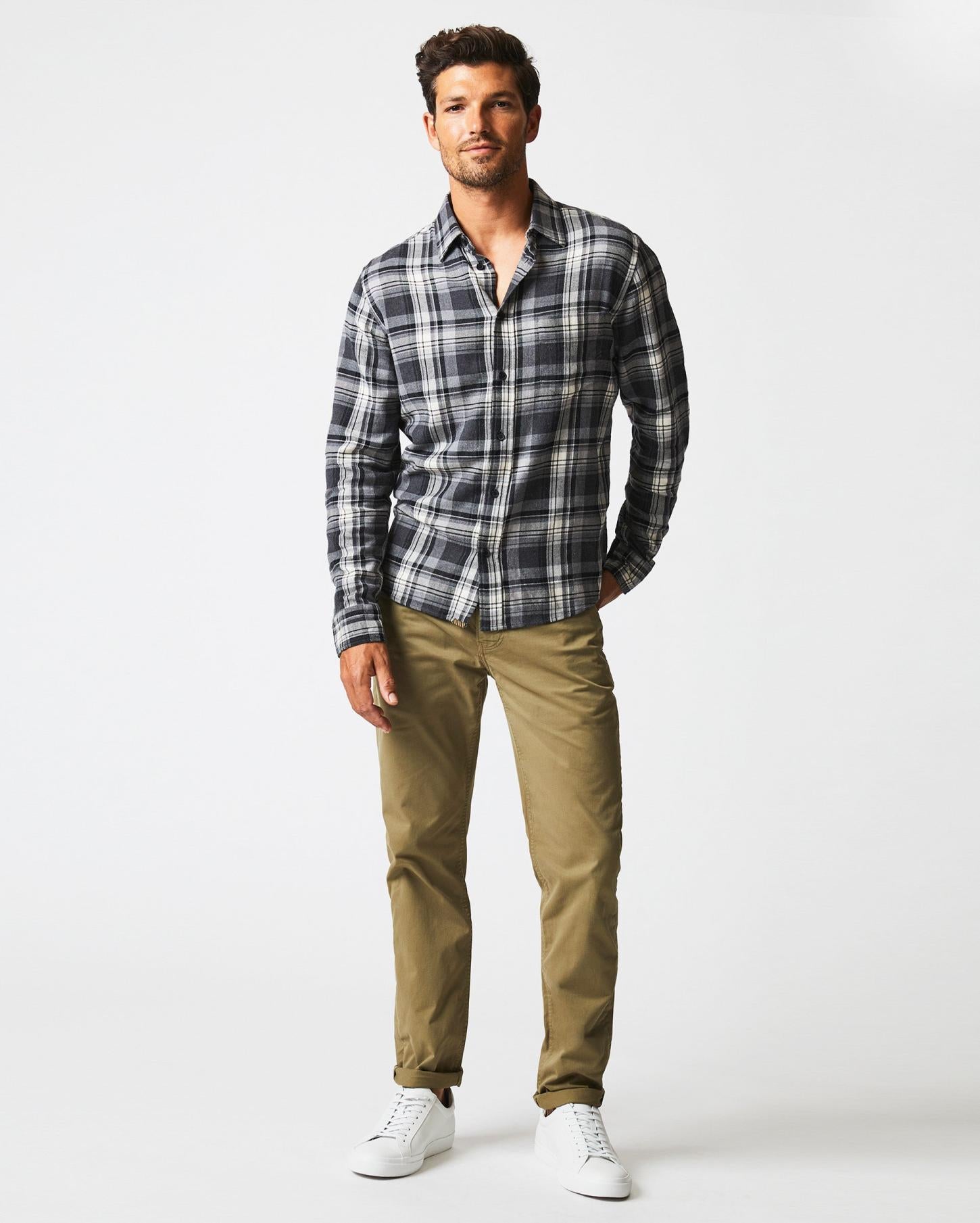 Men Brushed Bold Plaid Tuscumbia Shirt Grey/black | Billy Reid Shirting