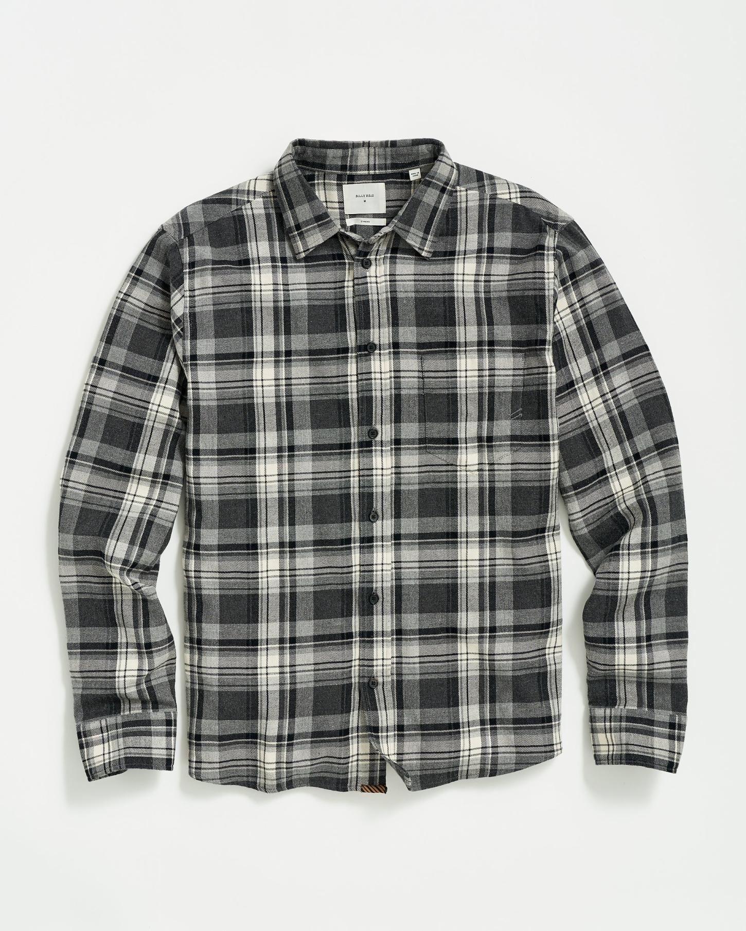 Men Brushed Bold Plaid Tuscumbia Shirt Grey/black | Billy Reid Shirting