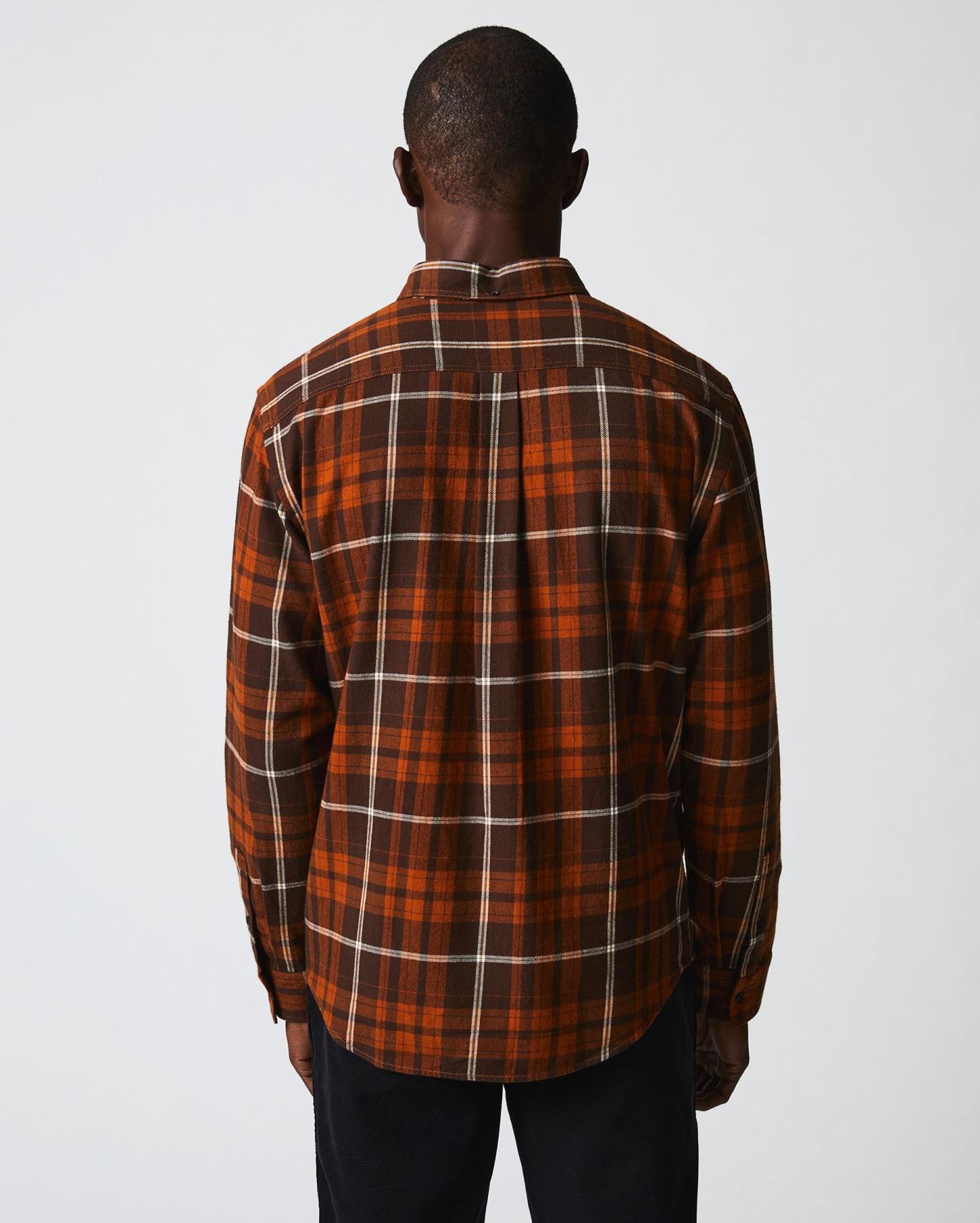 Men Brushed Bold Plaid Tuscumbia Shirt Orange/rust | Billy Reid Shirting