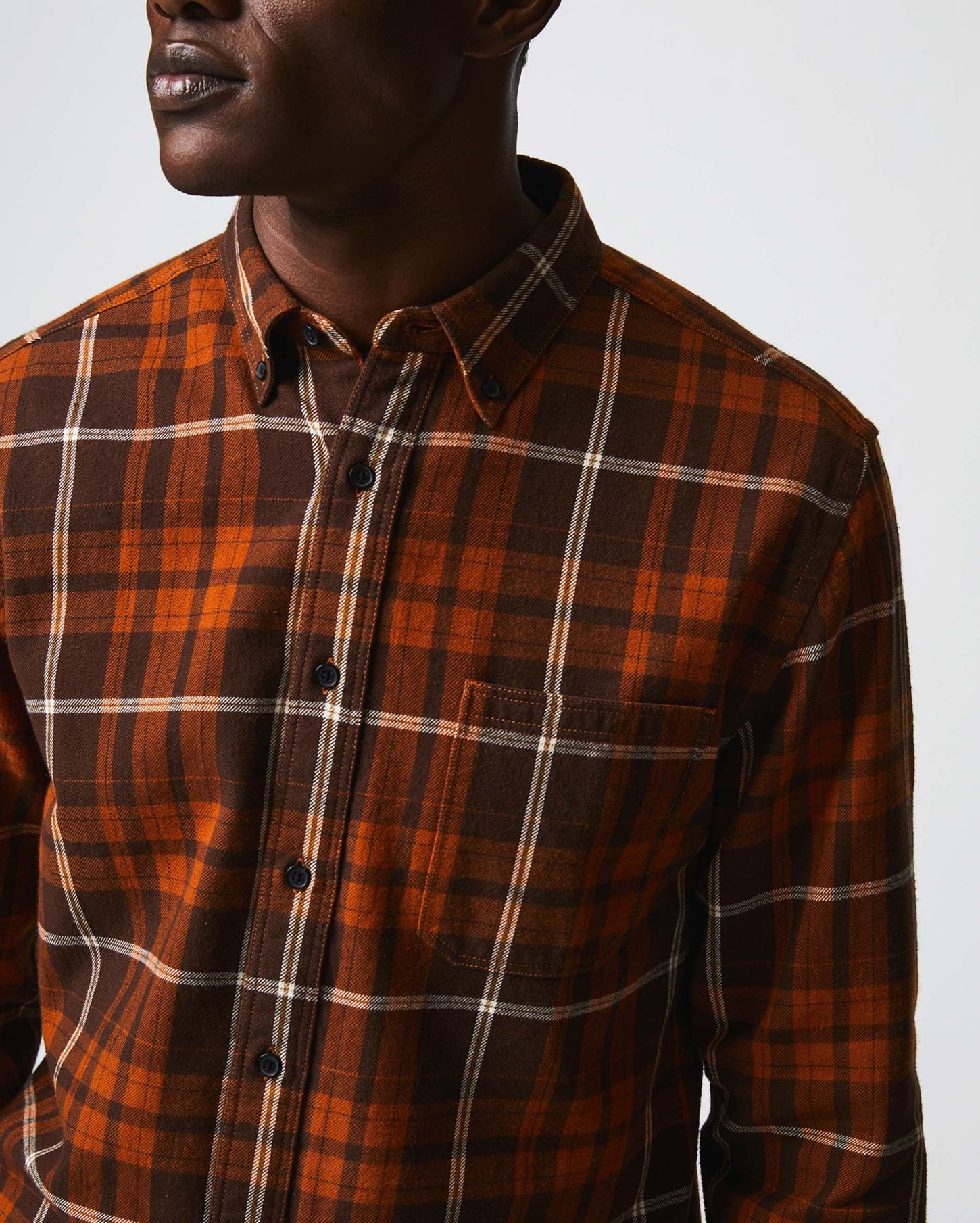 Men Brushed Bold Plaid Tuscumbia Shirt Orange/rust | Billy Reid Shirting