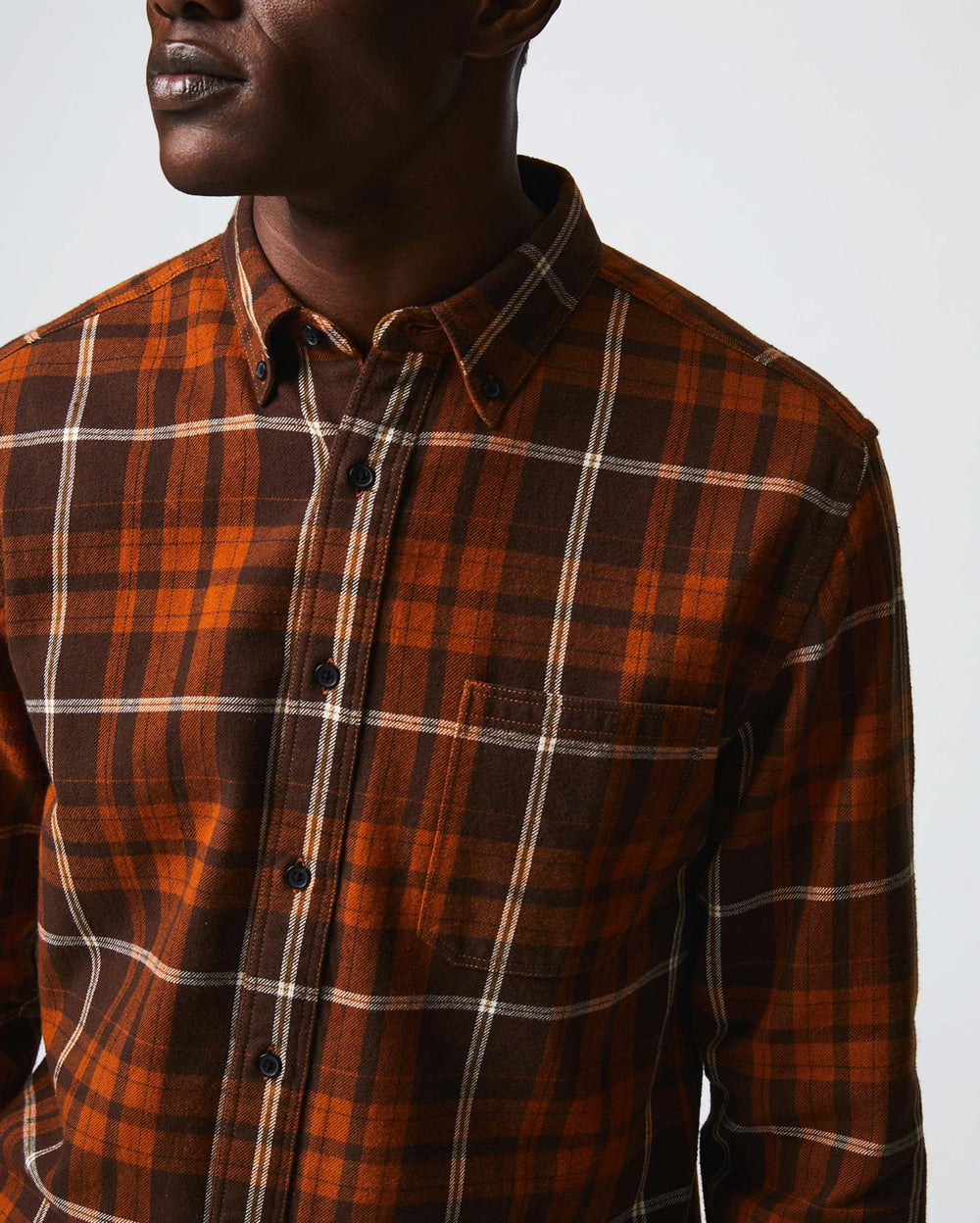 Men Brushed Bold Plaid Tuscumbia Shirt Orange/rust | Billy Reid Shirting