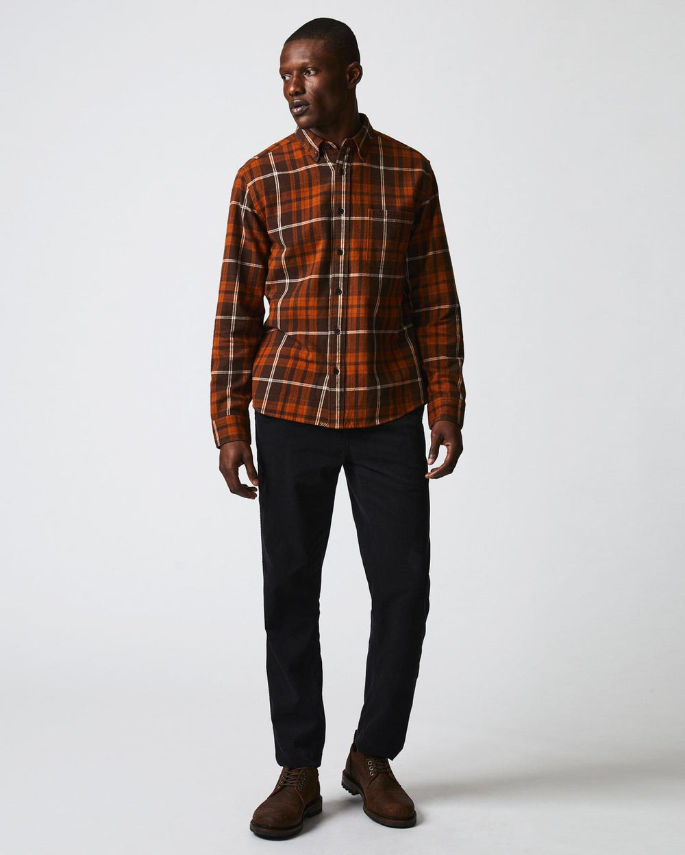 Men Brushed Bold Plaid Tuscumbia Shirt Orange/rust | Billy Reid Shirting