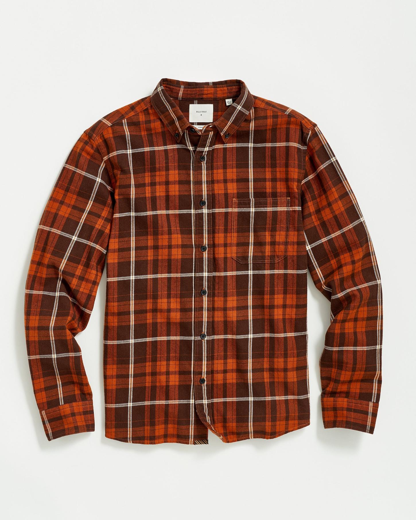 Men Brushed Bold Plaid Tuscumbia Shirt Orange/rust | Billy Reid Shirting